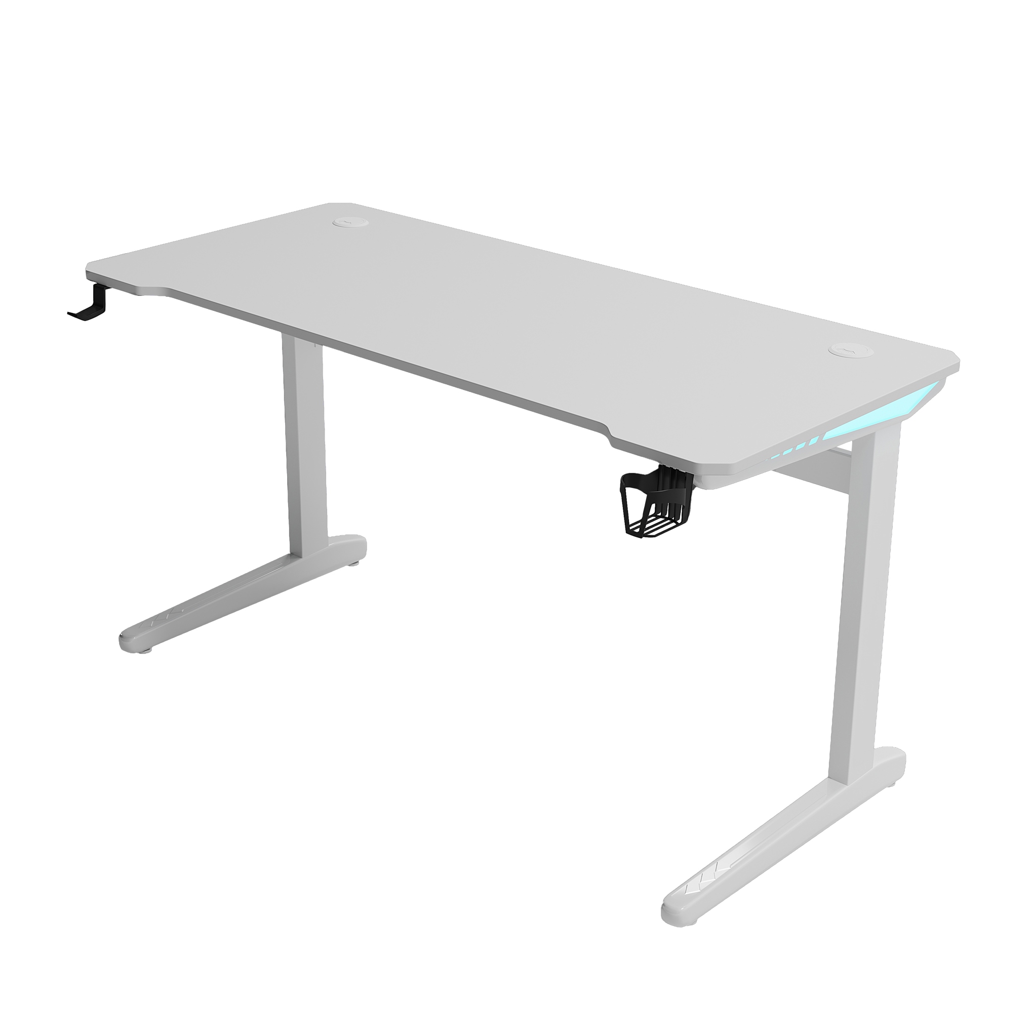 Gaming Desk | LEDs, Headphone & Drink Mounts (Carbon Fibre White, 120cm) Gaming Desk    - Jacob Bek Gaming