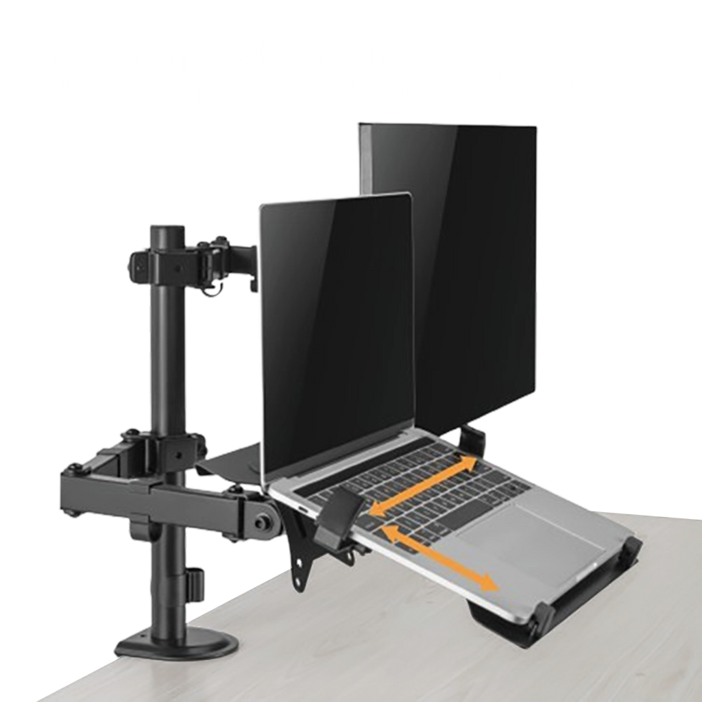 Laptop & Monitor Mount – Dual Desk Clamp Stand (Laptop Tray + VESA 75/100) - Outlet Monitor Mount - Marcel Olsen