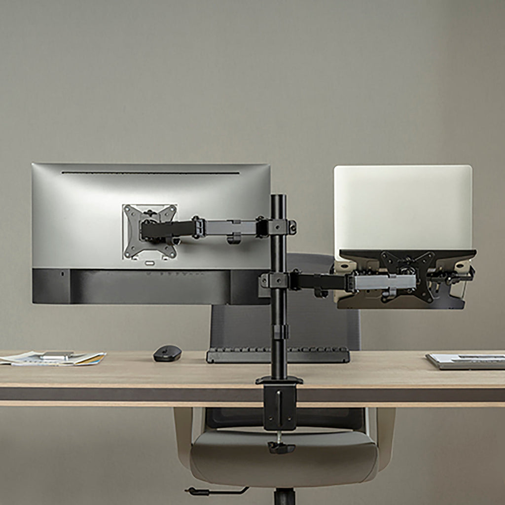 Laptop & Monitor Mount – Dual Desk Clamp Stand (Laptop Tray + VESA 75/100) - Outlet Monitor Mount - Marcel Olsen