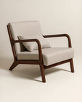 Lubian Mid-century Upholstered Armchair (Warm Stone Fabric) – Imperfect (Minor Cosmetic Marks) - Marcel Olsen