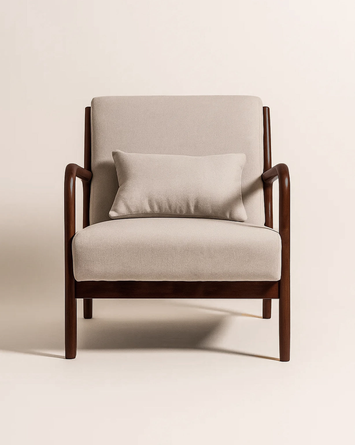 Lubian Mid-century Upholstered Armchair (Warm Stone Fabric) – Imperfect (Minor Cosmetic Marks) - Marcel Olsen