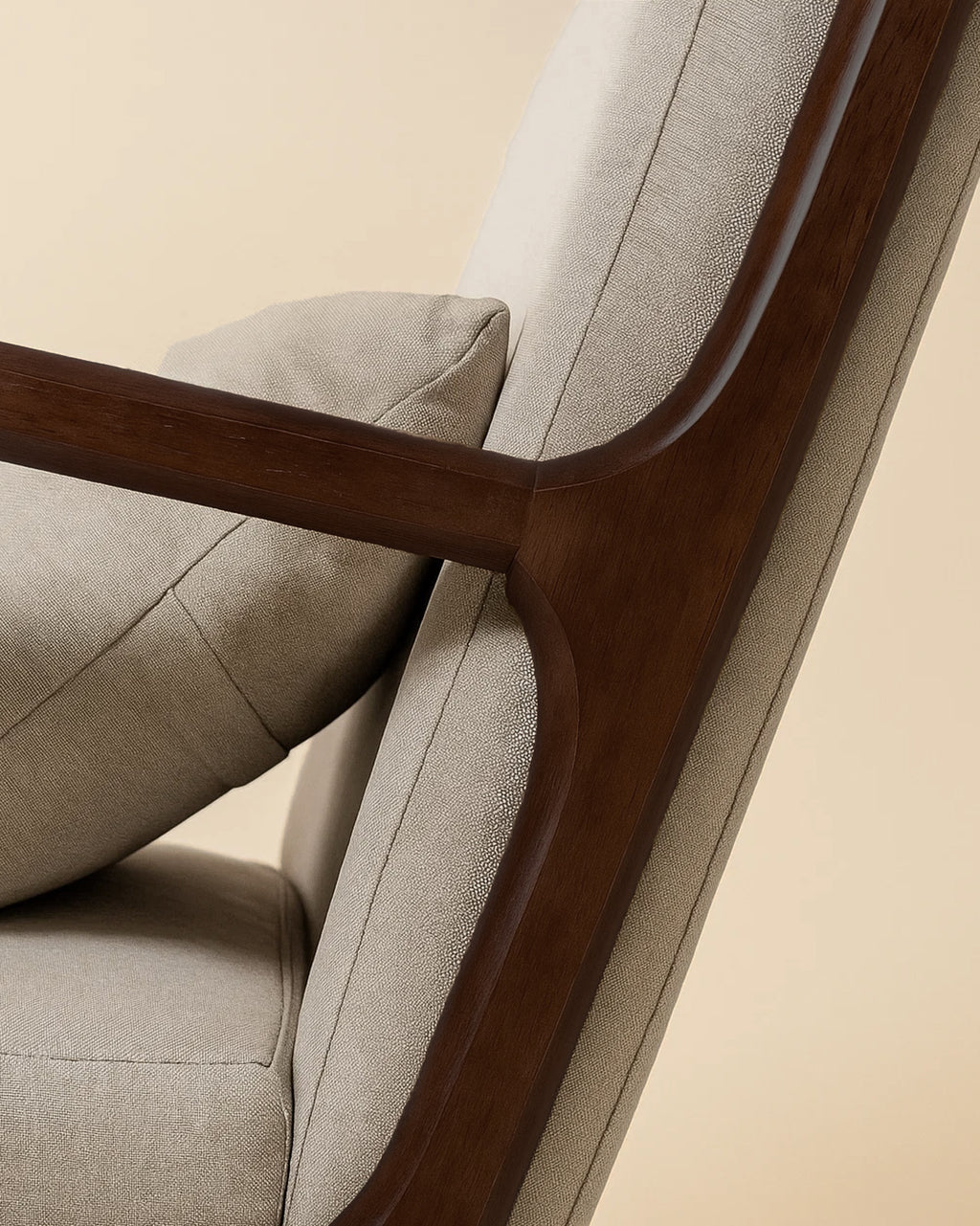 Lubian Mid-century Upholstered Armchair (Warm Stone Fabric) – Imperfect (Minor Cosmetic Marks) - Marcel Olsen