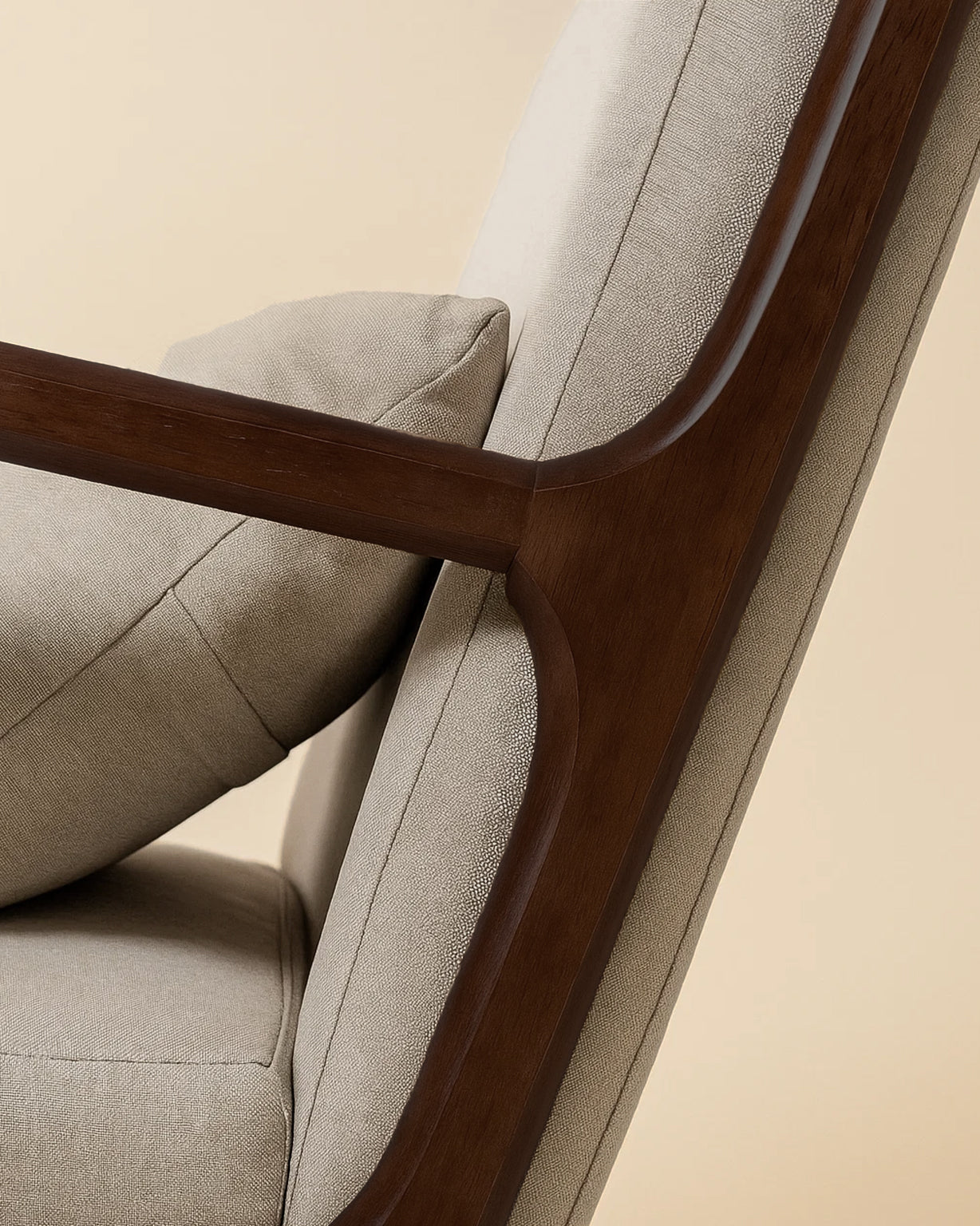 Lubian Mid-century Upholstered Armchair (Warm Stone Fabric) – Imperfect (Minor Cosmetic Marks) - Marcel Olsen