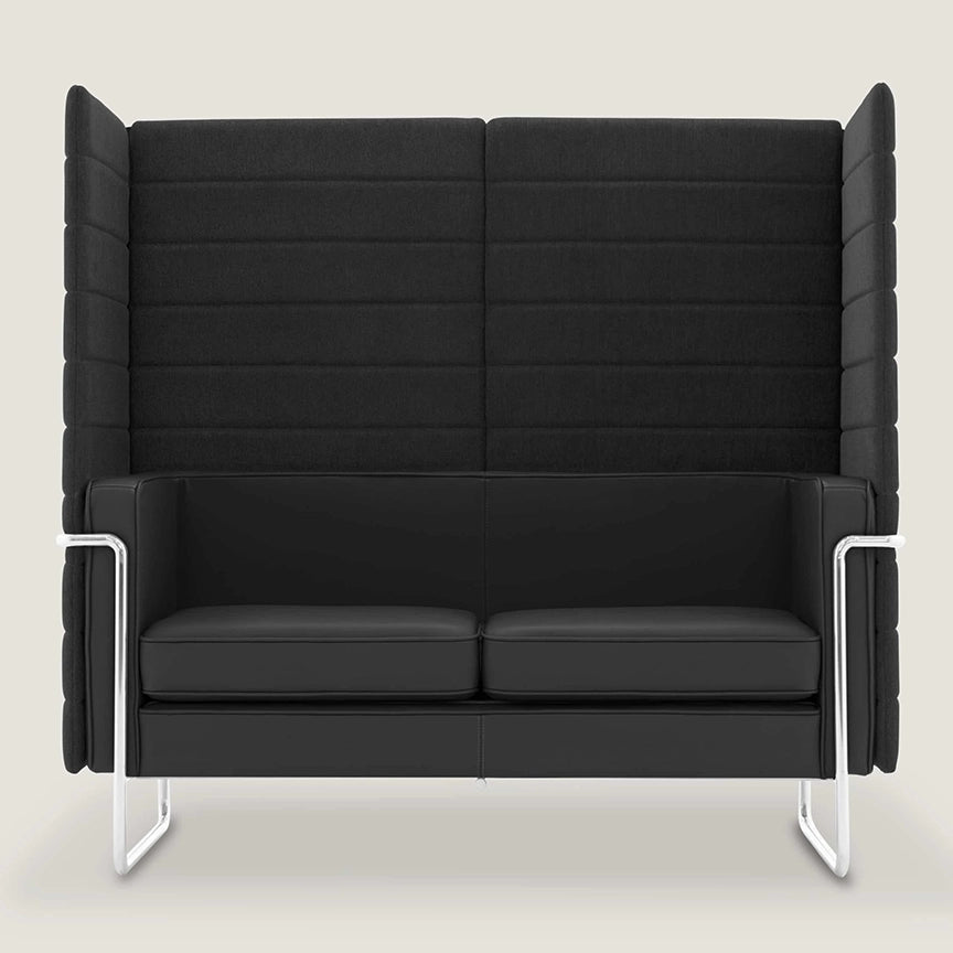MO-150 High Back Upholstered Office Alcove Sofa (Black) – Modern Acoustic Privacy Seating - Marcel Olsen