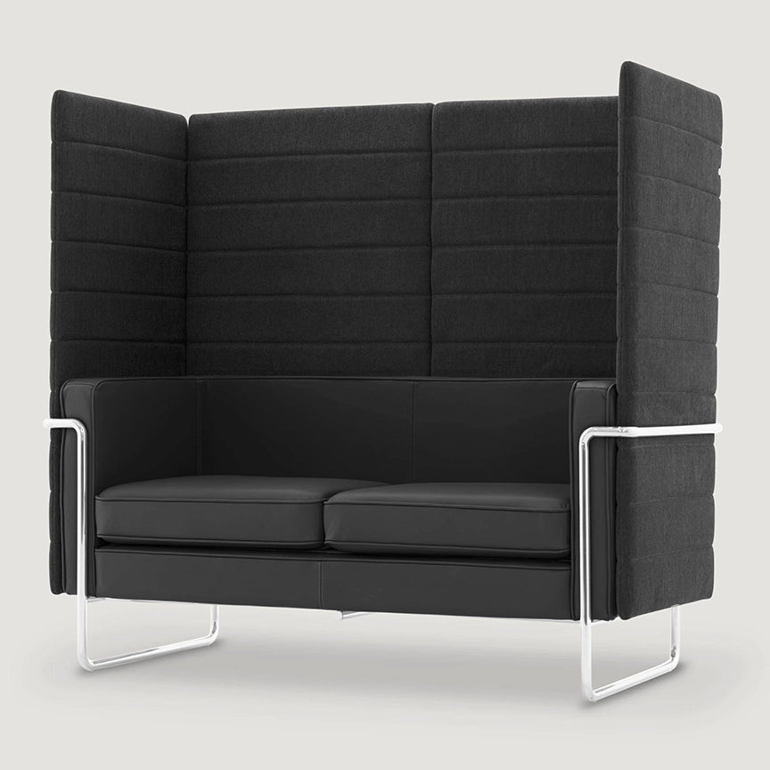 MO-150 High Back Upholstered Office Alcove Sofa (Black) – Modern Acoustic Privacy Seating - Marcel Olsen