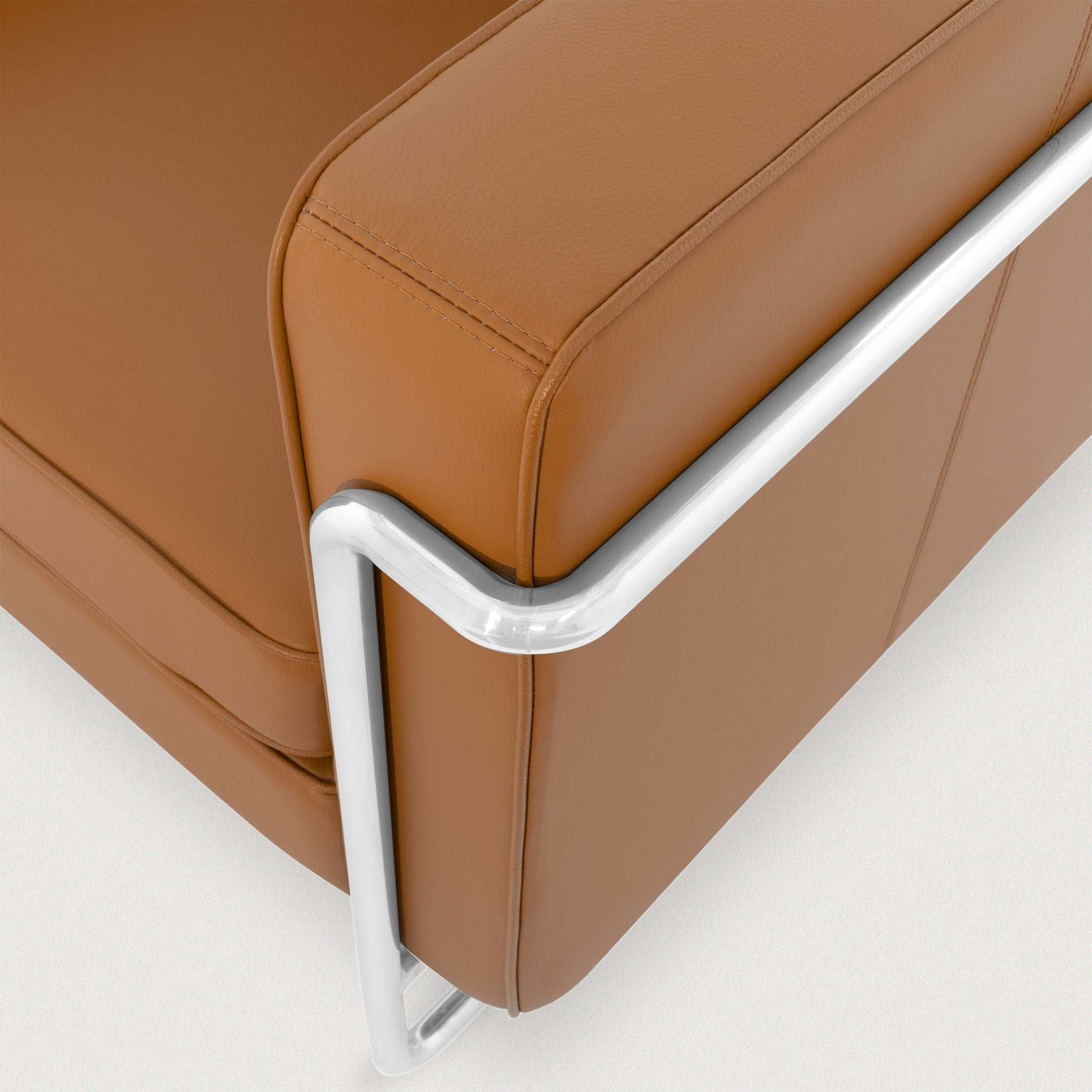MO-77 Bauhaus Upholstered Sofa (Caramel Leather) – Modern Designer 3 Seater Sofa - Marcel Olsen