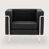 MO-77 Bauhaus Upholstered Sofa (Ebony Black Leather) [Outlet #45] – Modern Designer 1 Seater Sofa - Marcel Olsen