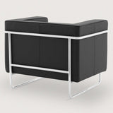 MO-77 Bauhaus Upholstered Sofa (Ebony Black Leather) [Outlet #45] – Modern Designer 1 Seater Sofa - Marcel Olsen