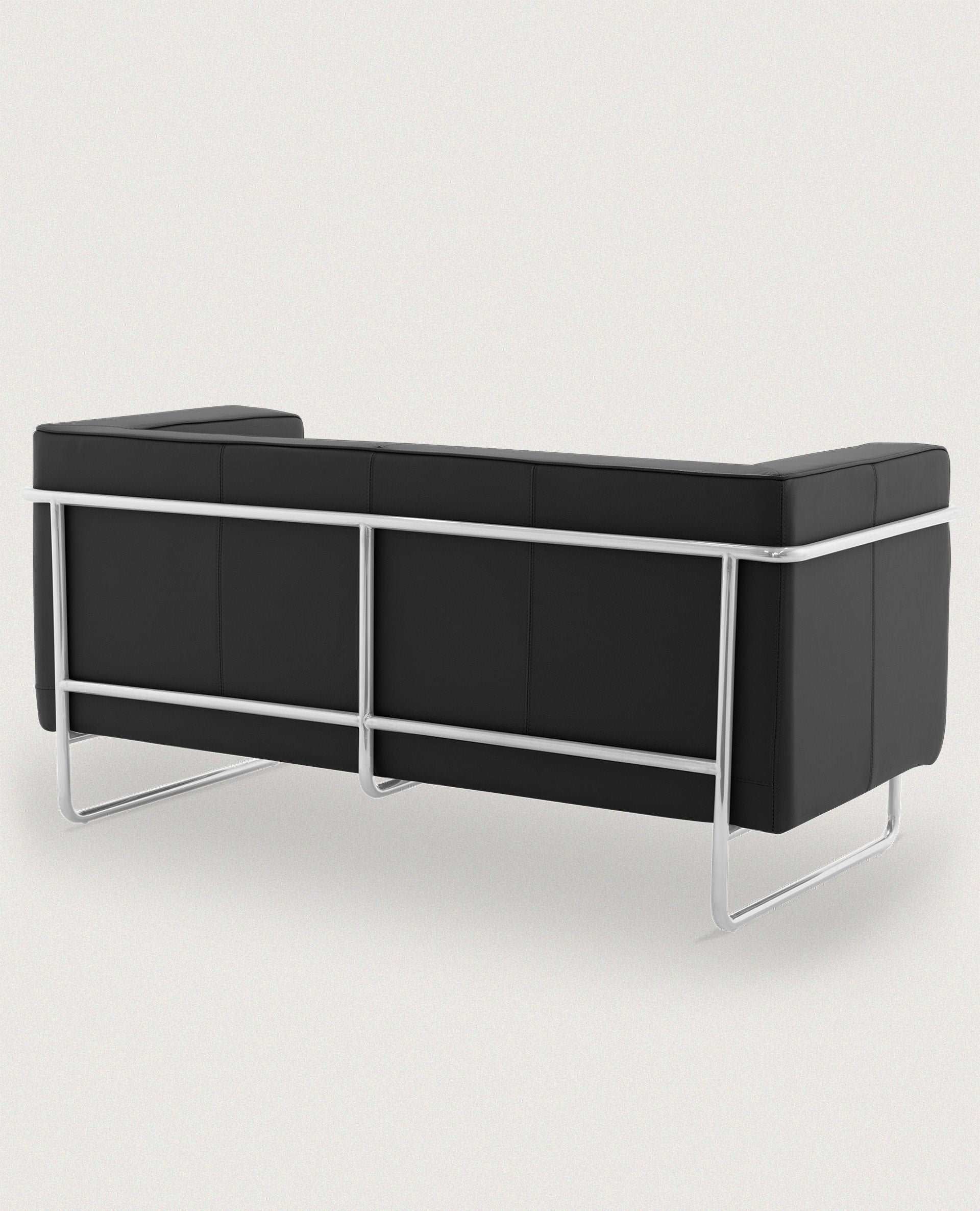 MO-77 Bauhaus Upholstered Sofa (Ebony Black Leather) – Modern Designer 2 Seater Sofa - Marcel Olsen
