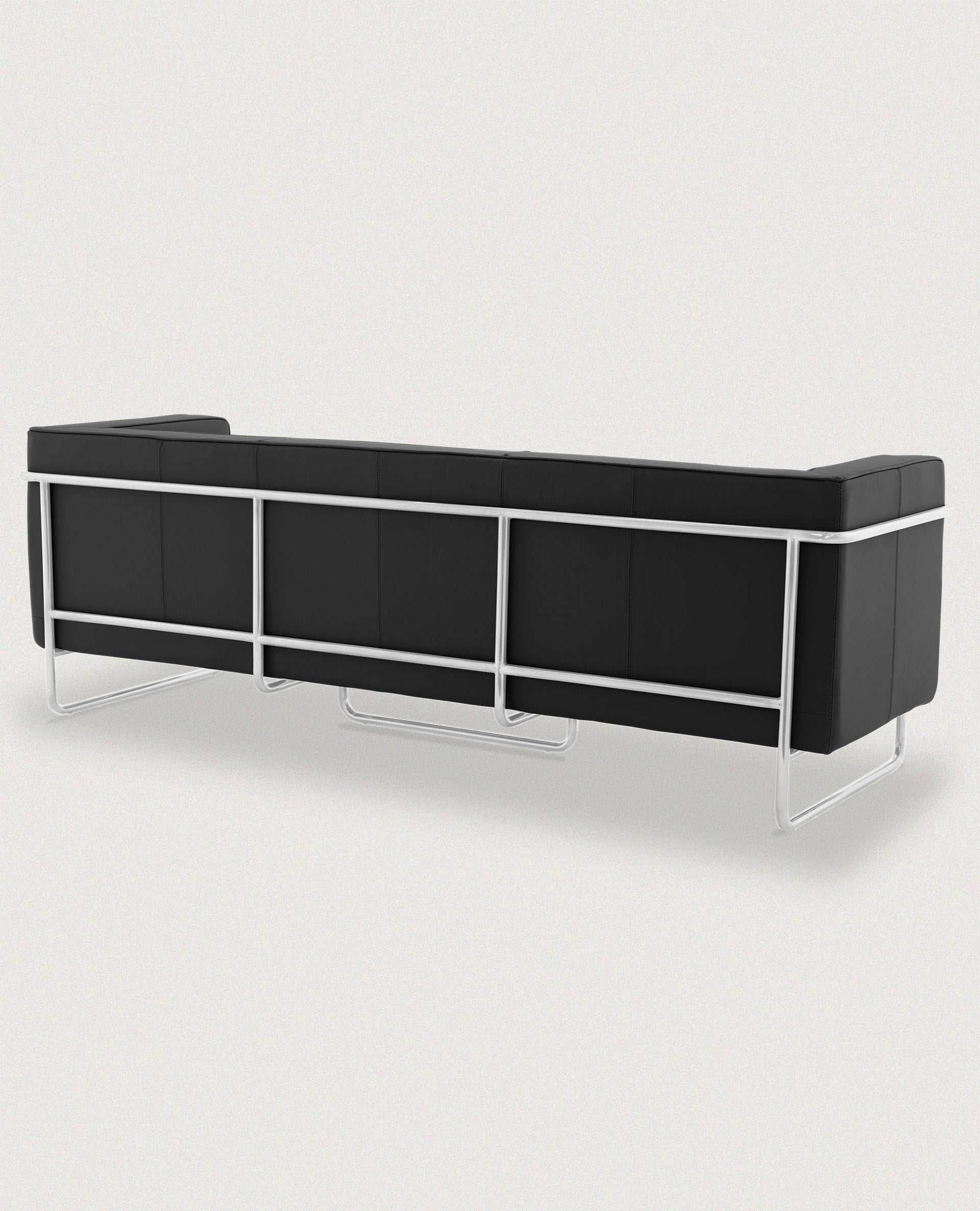 MO-77 Bauhaus Upholstered Sofa (Ebony Black Leather) – Modern Designer 3 Seater Sofa - Marcel Olsen