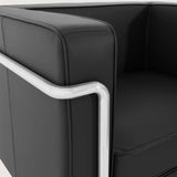 MO-77 Bauhaus Upholstered Sofa (Ebony Black Leather) – Modern Designer 3 Seater Sofa - Marcel Olsen