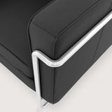 MO-77 Bauhaus Upholstered Sofa (Ebony Black Leather) – Modern Designer 2 Seater Sofa - Marcel Olsen
