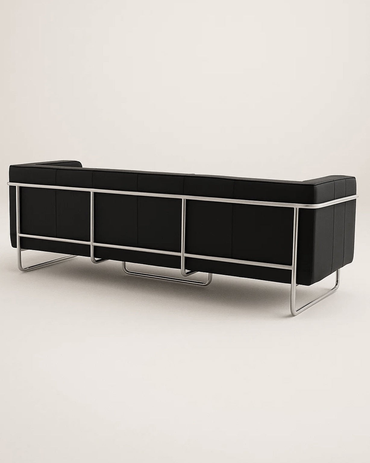MO-77 Bauhaus Upholstered Sofa (Ebony Black Leather) – Modern Designer 3 Seater Sofa Outlet Products - Marcel Olsen