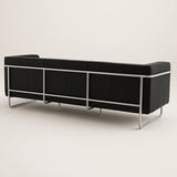 MO-77 Bauhaus Upholstered Sofa (Ebony Black Leather) – Modern Designer 3 Seater Sofa Outlet Products - Marcel Olsen