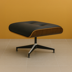 Mid-century Upholstered Ottoman (Ebony Black Leather) – Iconic Modern Lounge Stool (Outlet) Outlet Products - Marcel Olsen
