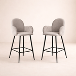 Nubbi Upholstered Bar Stool – Set of 2 (Cloud Grey, 71cm – High) – Outlet - Marcel Olsen
