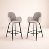 Nubbi Upholstered Bar Stool – Set of 2 (Cloud Grey, 71cm – High) – Outlet - Marcel Olsen