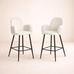 Nubbi Upholstered Bar Stool – Set of 2 (Soft White, 71cm – High) – Outlet - Marcel Olsen