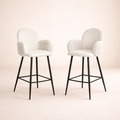 Nubbi Upholstered Bar Stool – Set of 2 (Soft White, 61cm – Low) – Outlet - Marcel Olsen
