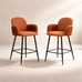 Nubbi Upholstered Bar Stool – Set of 2 (Terracotta Brown, 71cm – High) – Outlet - Marcel Olsen