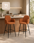Nubbi Upholstered Bar Stool – Set of 2 (Terracotta Brown, Seat Height 71cm) – Outlet - Marcel Olsen