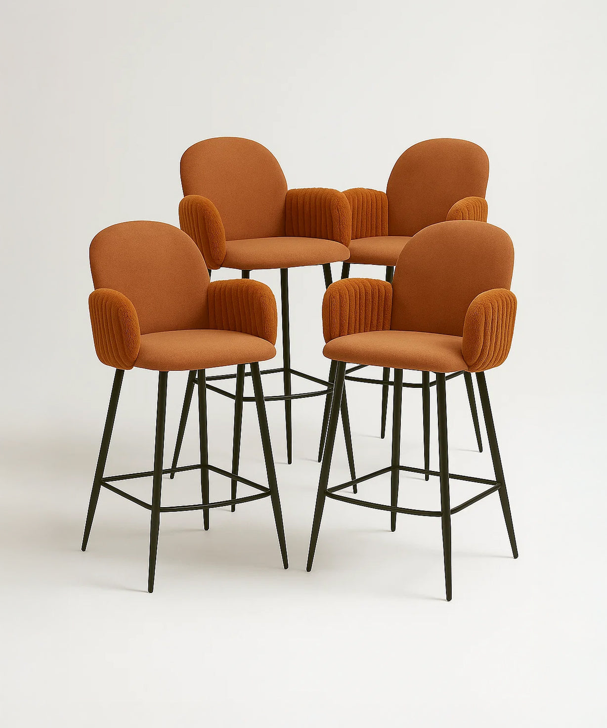 Nubbi Upholstered Bar Stool - Terracotta Brown (Seat Height 61 cm - Low) (4 Units) - Marcel Olsen