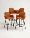 Nubbi Upholstered Bar Stools – Set of 4 (Terracotta Brown, 61cm – Low) – Outlet Outlet Products - Marcel Olsen