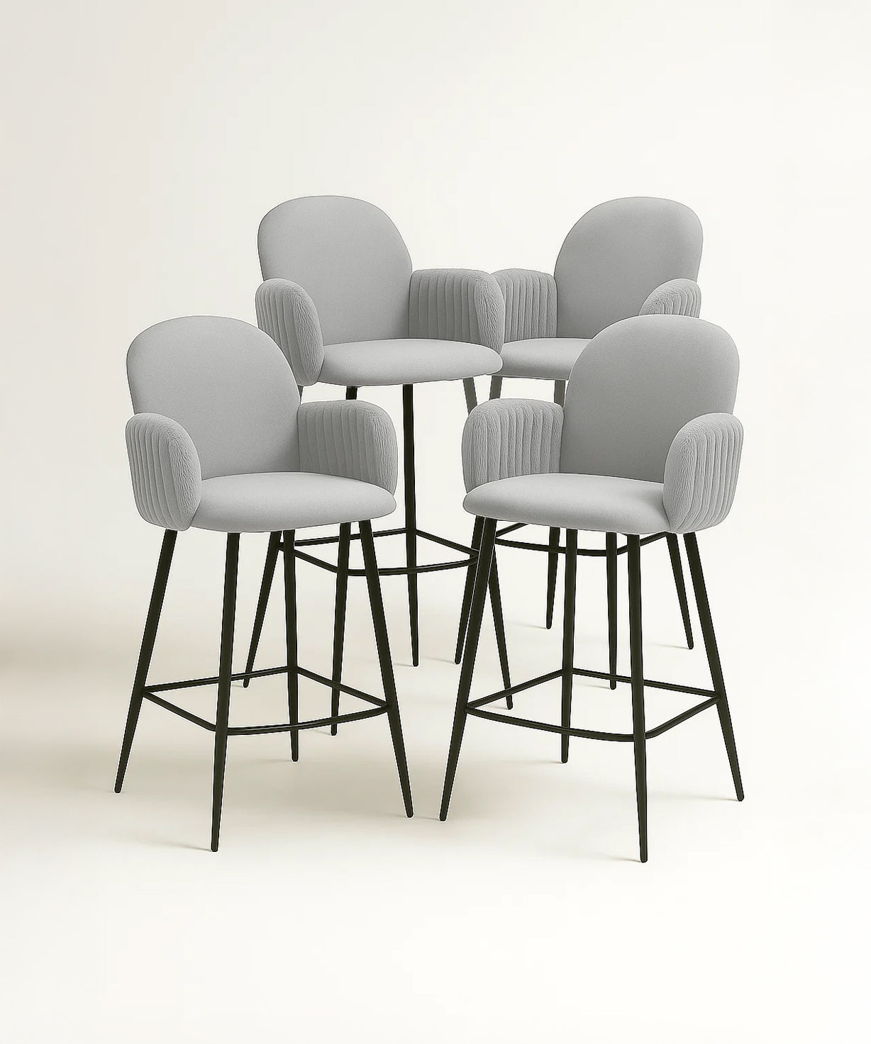 Nubbi Upholstered Bar Stool - Cloud Grey (Seat Height 61 cm - Low) (4 Units) - Marcel Olsen