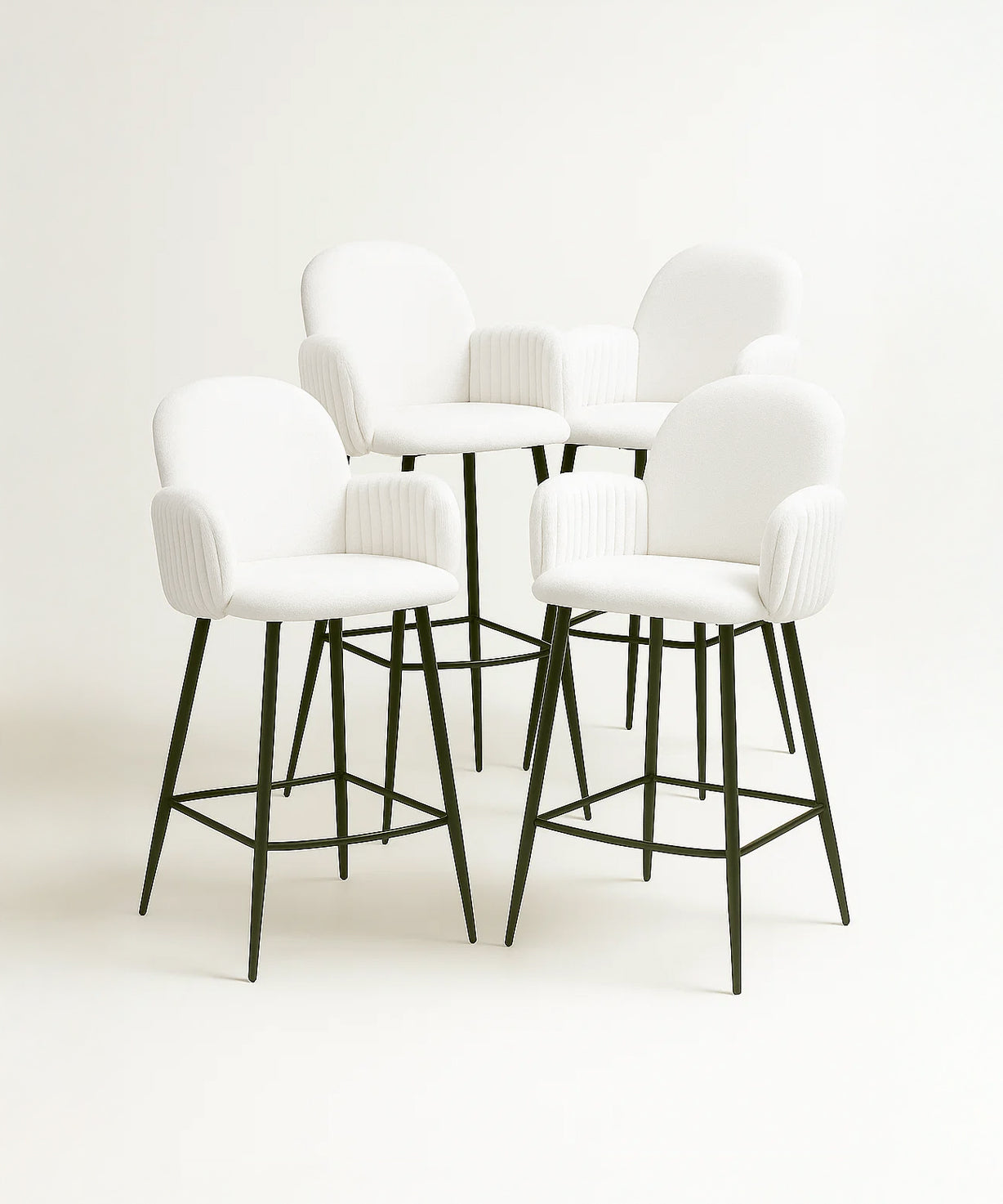 Nubbi Upholstered Bar Stool - Soft White (Seat Height 61 cm - Low) (4 Units) - Marcel Olsen