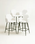 Nubbi Upholstered Bar Stools – Set of 4 (Soft White, 61cm – Low) – Outlet Outlet Products - Marcel Olsen