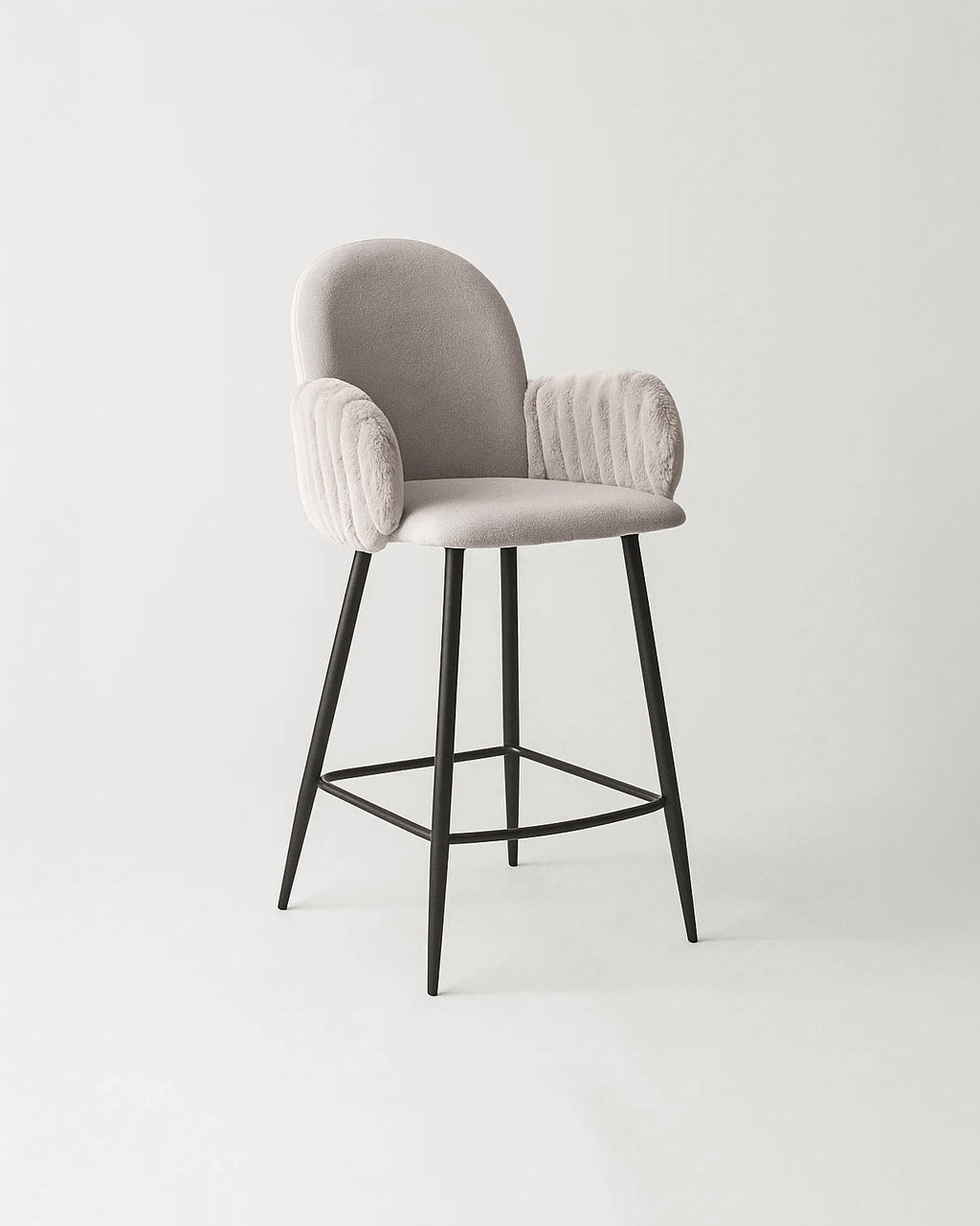 Nubbi Upholstered Bar Stools – Set of 4 (Soft Cloud, 61cm – Low) – Outlet Outlet Products - Marcel Olsen