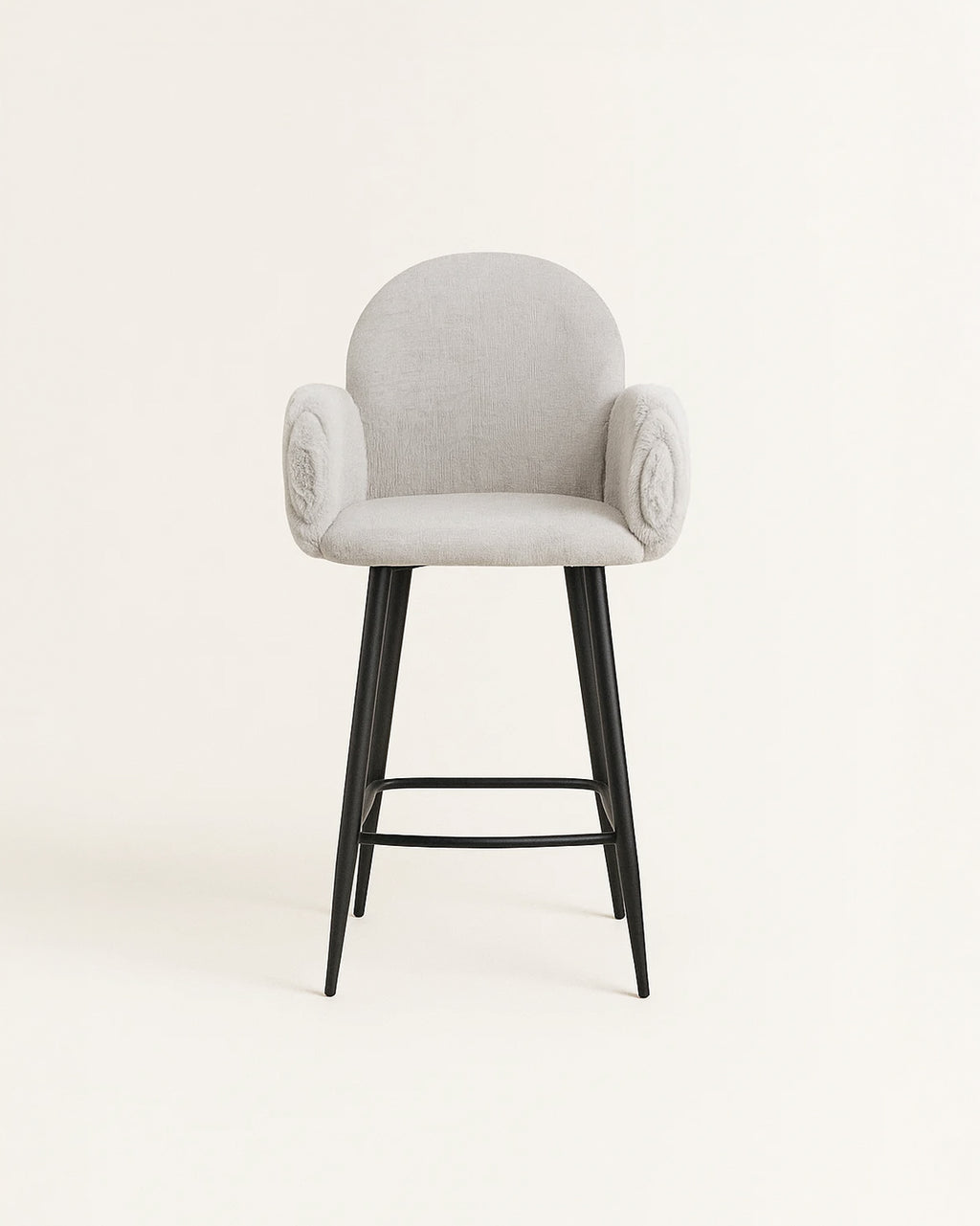 Nubbi Upholstered Bar Stools – Set of 4 (Soft Cloud, 61cm – Low) – Outlet Outlet Products - Marcel Olsen