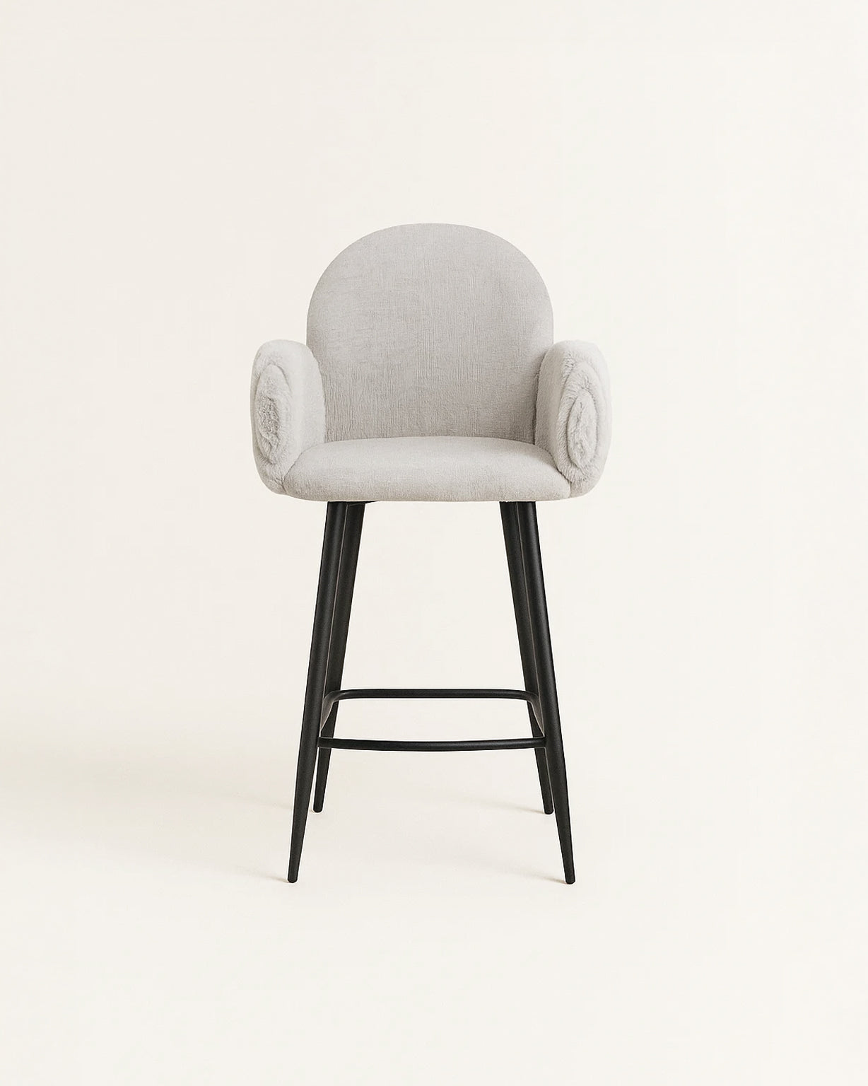 Nubbi Upholstered Bar Stools – Set of 4 (Soft Cloud, 61cm – Low) – Outlet Outlet Products - Marcel Olsen