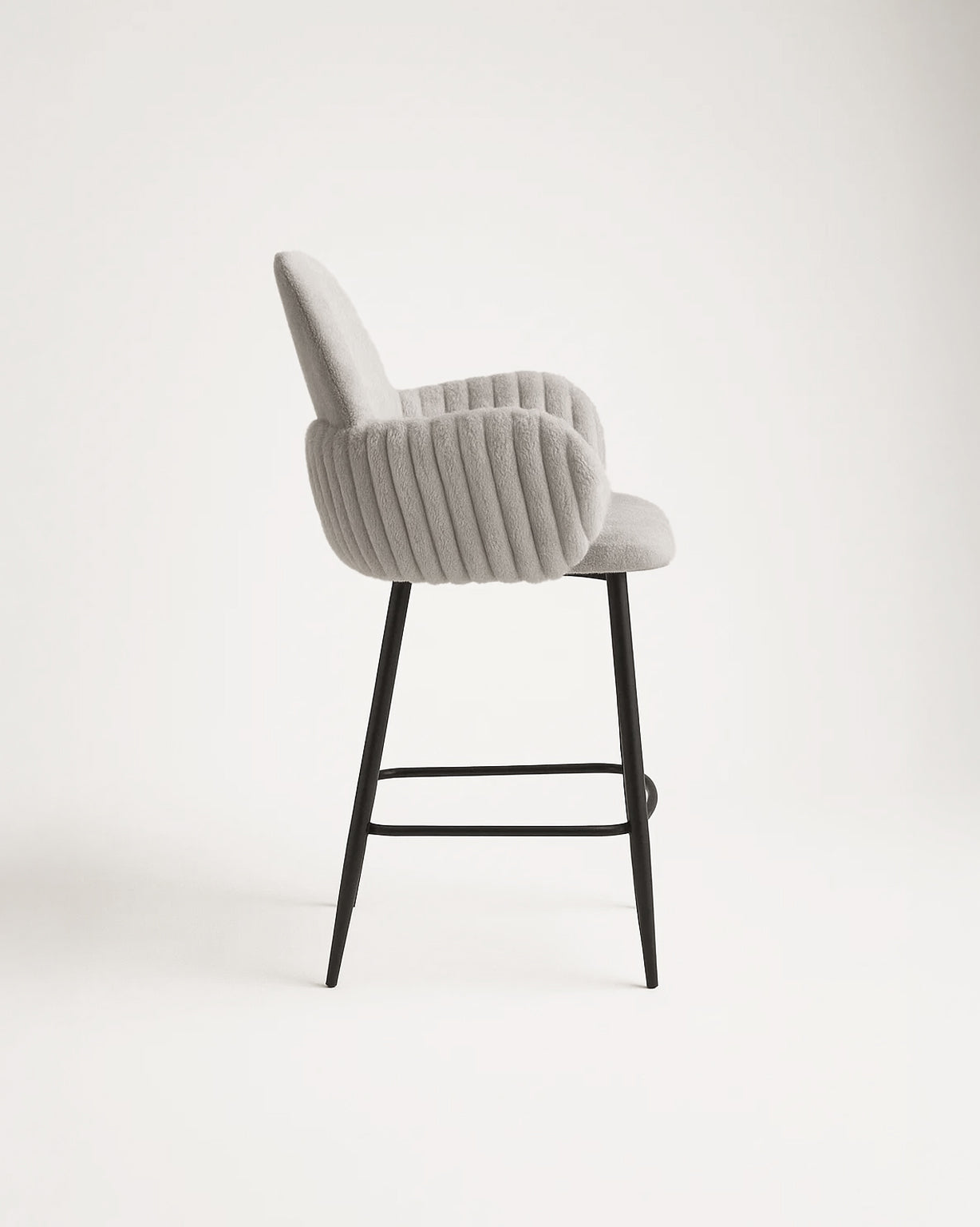Nubbi Upholstered Bar Stool - Cloud Grey (Seat Height 61 cm - Low) (4 Units) - Marcel Olsen