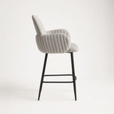 Nubbi Upholstered Bar Stool - Cloud Grey (Seat Height 61 cm - Low) (4 Units) - Marcel Olsen