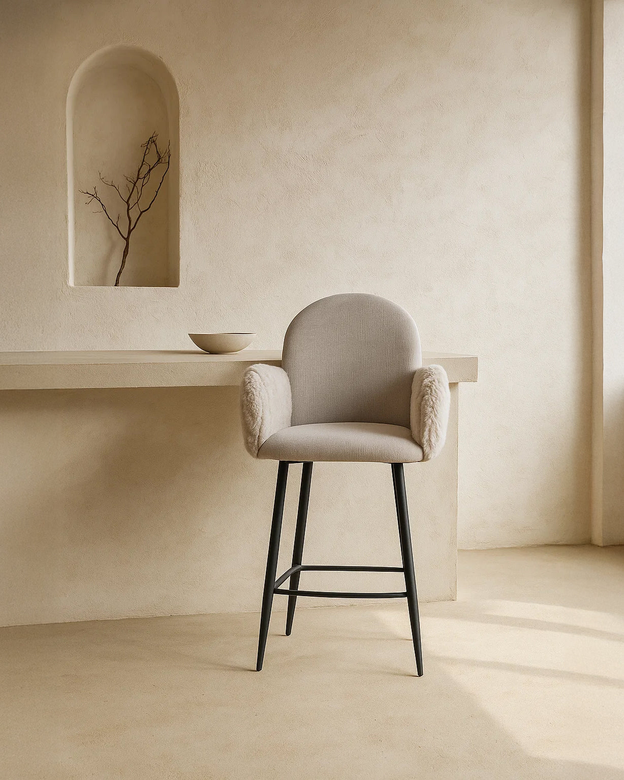 Nubbi Upholstered Bar Stool - Cloud Grey (Seat Height 61 cm - Low) (4 Units) - Marcel Olsen