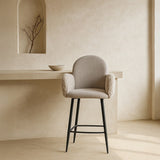 Nubbi Upholstered Bar Stool - Cloud Grey (Seat Height 61 cm - Low) (4 Units) - Marcel Olsen