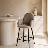 Nubbi Upholstered Bar Stool - Cloud Grey (Seat Height 61 cm - Low) (4 Units) - Marcel Olsen