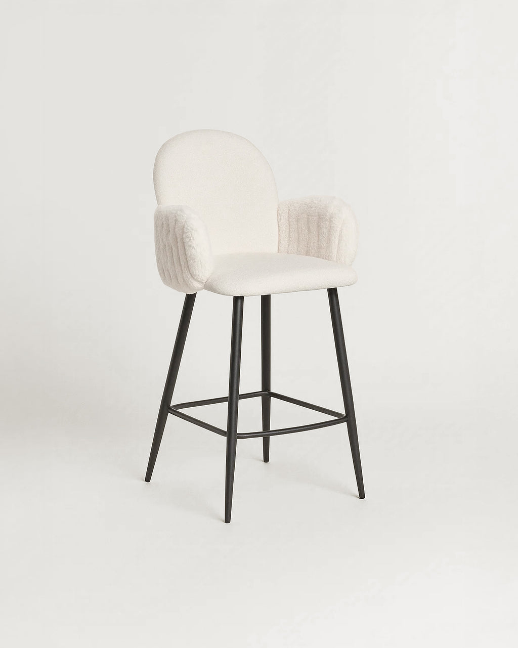Nubbi Upholstered Bar Stools – Set of 4 (Soft White, 61cm – Low) – Outlet Outlet Products - Marcel Olsen