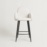 Nubbi Upholstered Bar Stool - Soft White (Seat Height 61 cm - Low) (4 Units) - Marcel Olsen