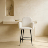 Nubbi Upholstered Bar Stool - Soft White (Seat Height 61 cm - Low) (4 Units) - Marcel Olsen