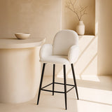 Nubbi Upholstered Bar Stool - Soft White (Seat Height 61 cm - Low) (4 Units) - Marcel Olsen