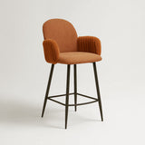 Nubbi Upholstered Bar Stool - Terracotta Brown (Seat Height 61 cm - Low) (4 Units) - Marcel Olsen