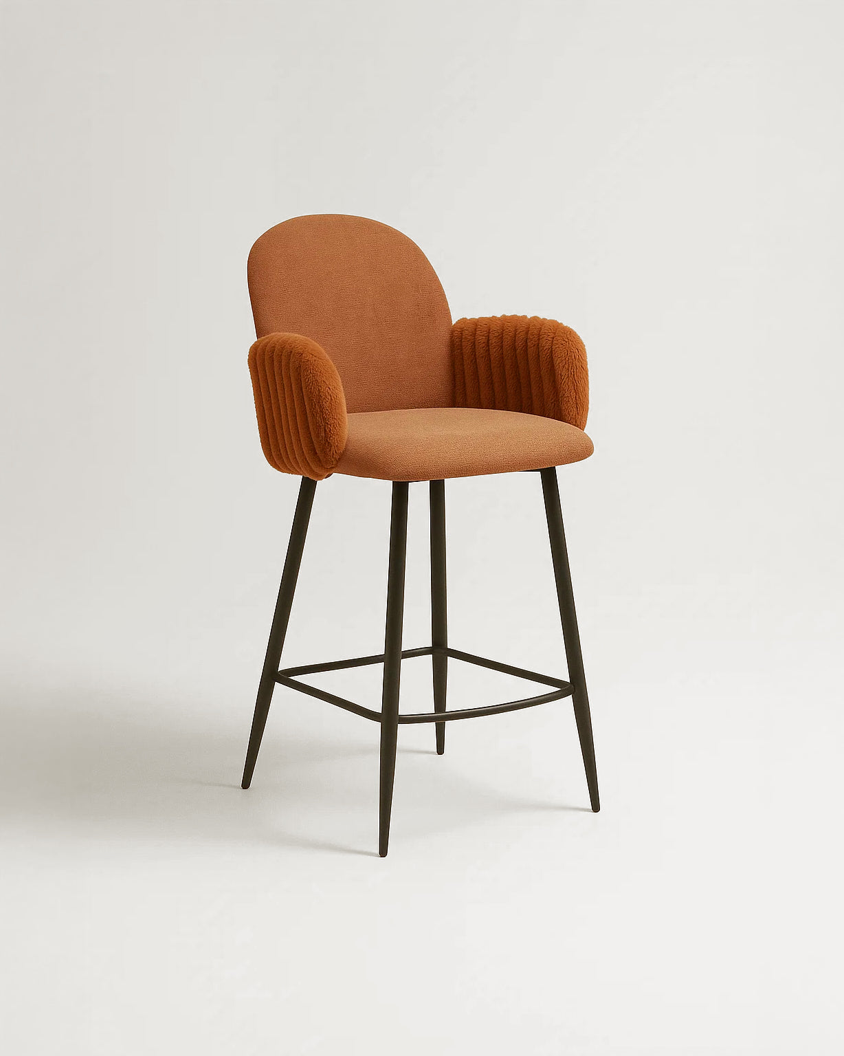 Nubbi Upholstered Bar Stools – Set of 4 (Terracotta Brown, 61cm – Low) – Outlet Outlet Products - Marcel Olsen