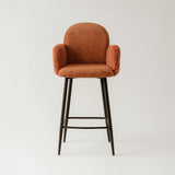 Nubbi Upholstered Bar Stool - Terracotta Brown (Seat Height 61 cm - Low) (4 Units) - Marcel Olsen