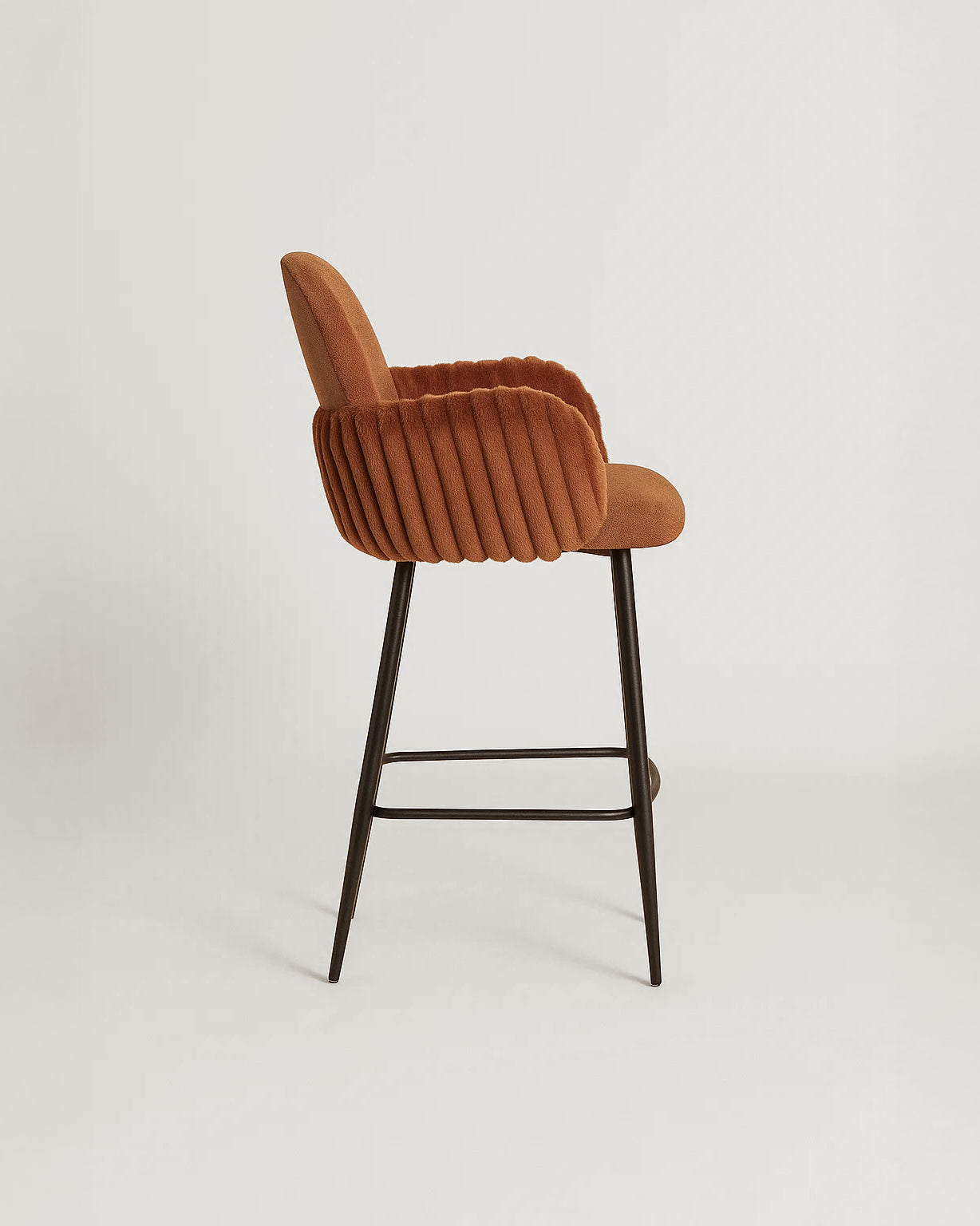 Nubbi Upholstered Bar Stools – Set of 4 (Terracotta Brown, 61cm – Low) – Outlet Outlet Products - Marcel Olsen