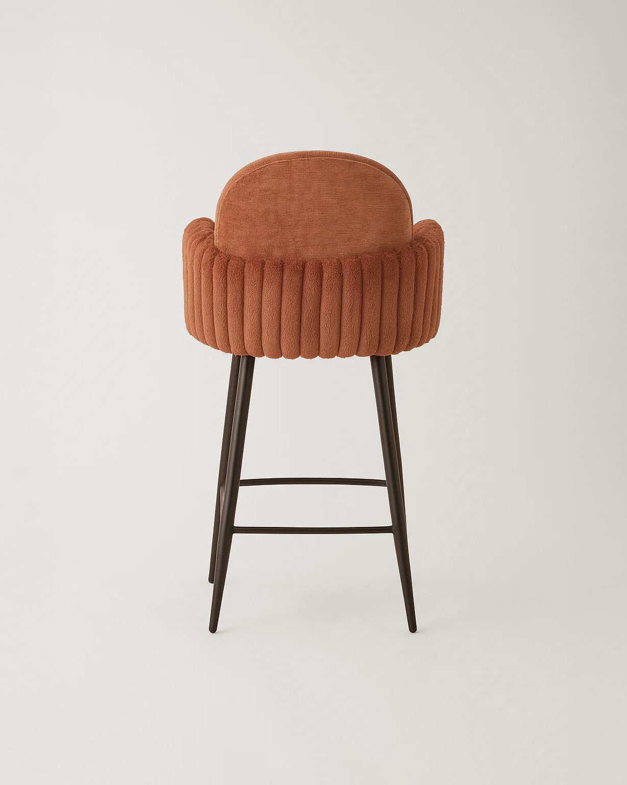 Nubbi Upholstered Bar Stools – Set of 4 (Terracotta Brown, 61cm – Low) – Outlet Outlet Products - Marcel Olsen