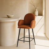 Nubbi Upholstered Bar Stool - Terracotta Brown (Seat Height 61 cm - Low) (4 Units) - Marcel Olsen