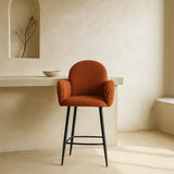 Nubbi Upholstered Bar Stool - Terracotta Brown (Seat Height 61 cm - Low) (4 Units) - Marcel Olsen