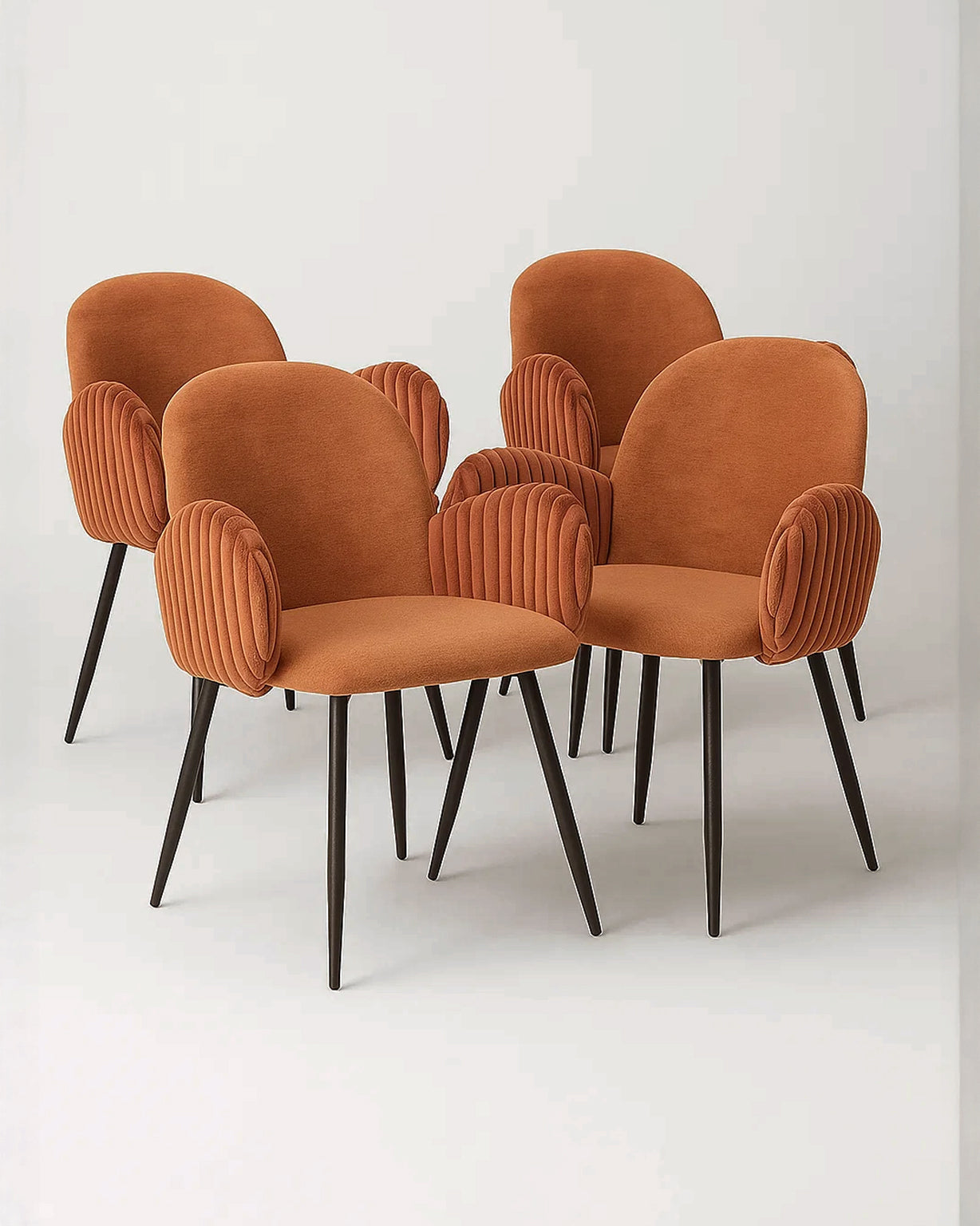 Nubbi Upholstered Dining Chairs – Set of 4 (Terracotta Brown) – Outlet Outlet Products - Marcel Olsen